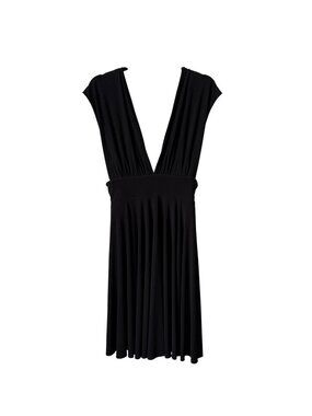 Black Deep V-Neck Dress By White House Black Market Size 4 Pleated Skirt